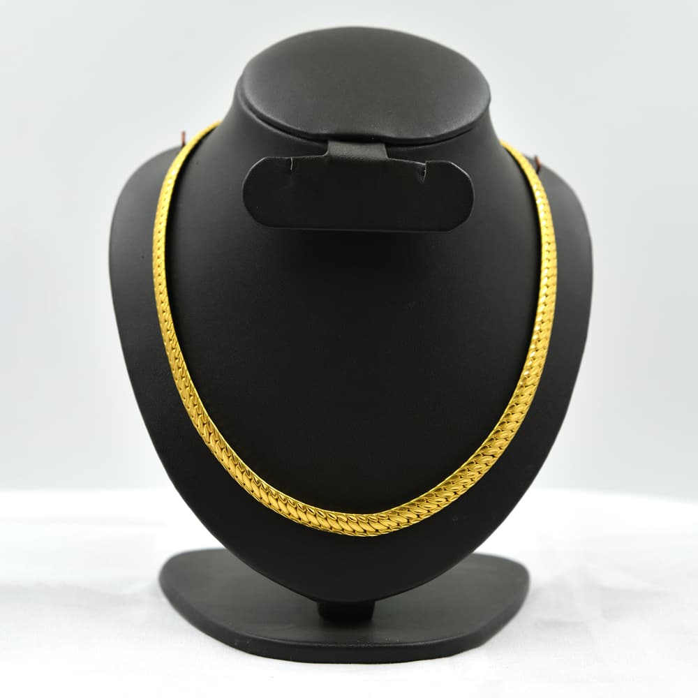 sleek gold chain with herringbone pattern